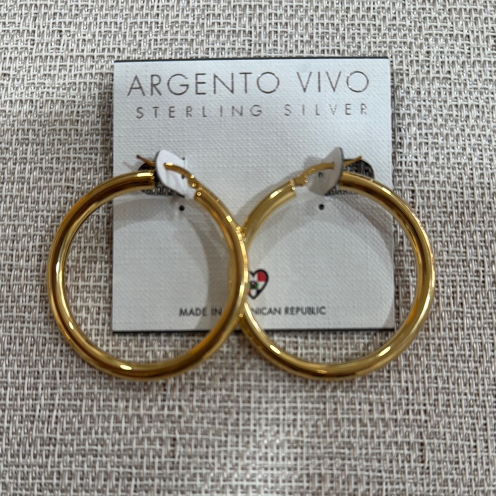 Argento Vivo Gold Classic Hoop Earrings